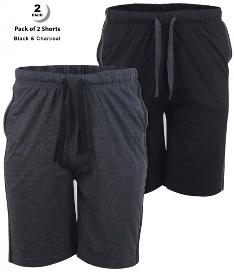 D555 Ryan Jersey Shorts 2-pack Black/Charcoal - Pantaloni trening - Pantaloni Trening Bărbați Mărimi Mari