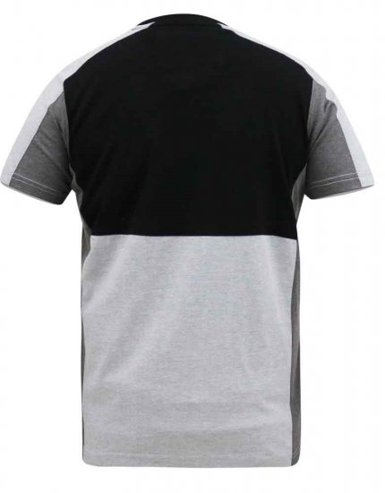 D555 Felix Couture Crew Neck Cut And Sew T-Shirt Black/Charcoal - Tricouri - Tricouri Bărbați Mărimi Mari