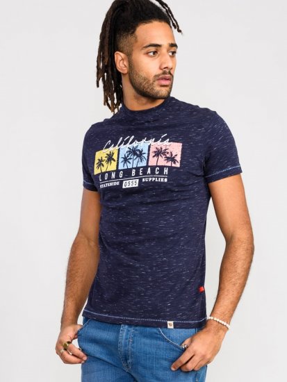 D555 Thorndon California Long Beach Printed T-Shirt - Tricouri - Tricouri Bărbați Mărimi Mari