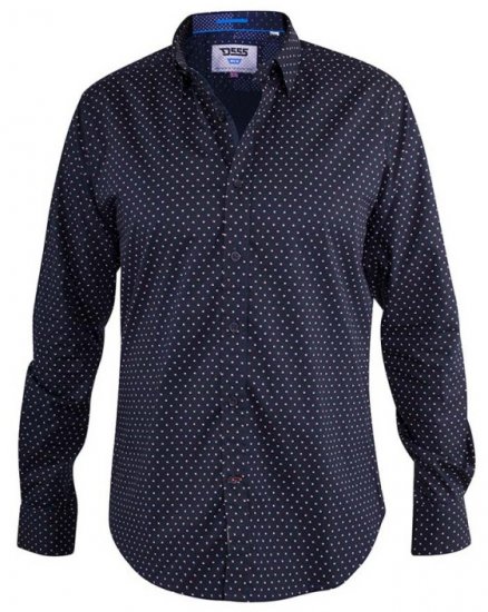 D555 Adelaide Long Sleeve Printed Shirt Navy - Cămăși - Cămăși Bărbați Mărimi Mari