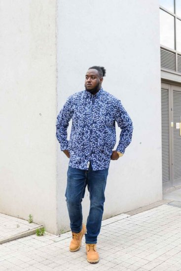 D555 Harrow AOP Shirt Blue - Cămăși - Cămăși Bărbați Mărimi Mari