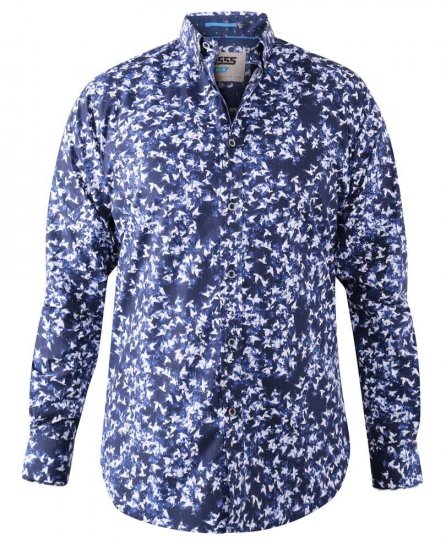 D555 Harrow AOP Shirt Blue - Cămăși - Cămăși Bărbați Mărimi Mari