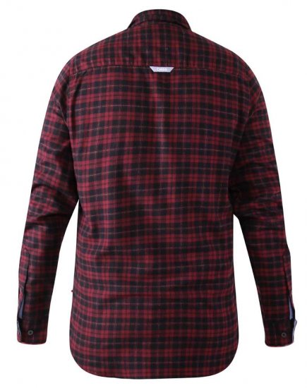 D555 Holton Dark Red Checked Flannel Shirt - Cămăși - Cămăși Bărbați Mărimi Mari