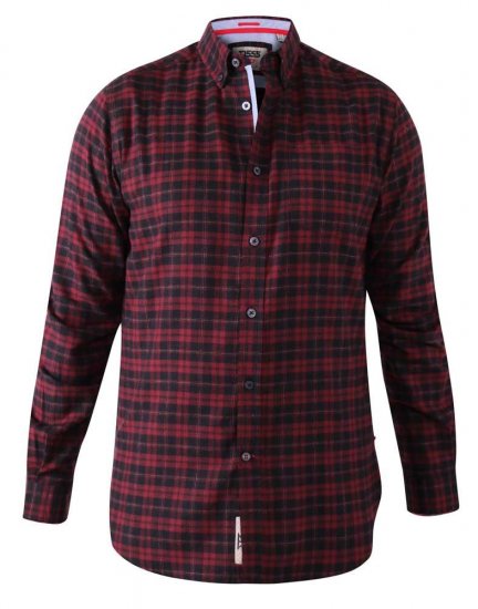 D555 Holton Dark Red Checked Flannel Shirt - Cămăși - Cămăși Bărbați Mărimi Mari