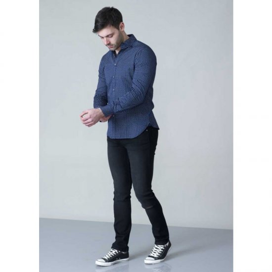 D555 Lavar Long Sleeve Diamond Printed Shirt - Cămăși - Cămăși Bărbați Mărimi Mari