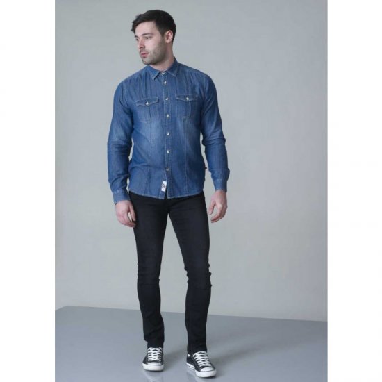 D555 Adcock Long Sleeve Vintage Denim Shirt - Cămăși - Cămăși Bărbați Mărimi Mari