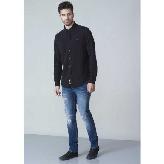D555 Donnie Long Sleeve Jersey Shirt Black - Cămăși - Cămăși Bărbați Mărimi Mari