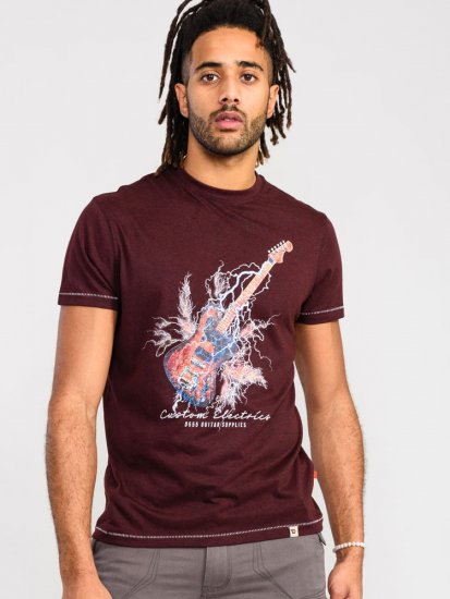 D555 Redbourn Lightning Bolt Guitar Printed T-Shirt - Tricouri - Tricouri Bărbați Mărimi Mari