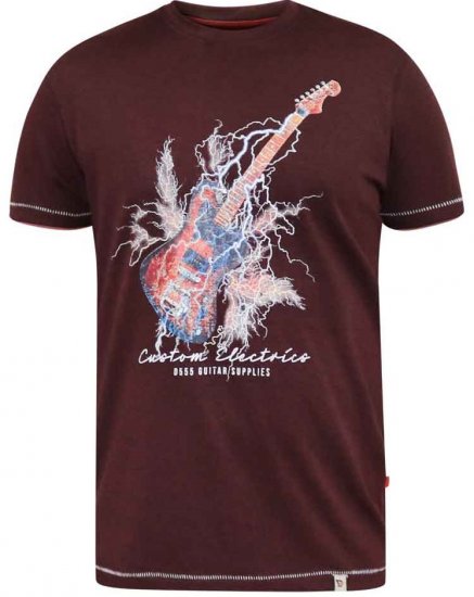 D555 Redbourn Lightning Bolt Guitar Printed T-Shirt - Tricouri - Tricouri Bărbați Mărimi Mari