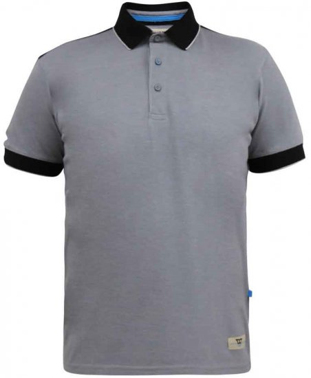 D555 Prinstead Pique Polo Shirt Grey - Tricouri polo - Tricouri Polo Bărbați Mărimi Mari