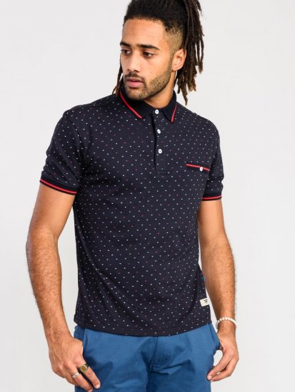 D555 Ashwell Ao Printed Polo Shirt Dark Navy - Tricouri polo - Tricouri Polo Bărbați Mărimi Mari