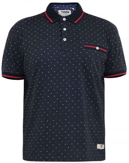 D555 Ashwell Ao Printed Polo Shirt Dark Navy - Tricouri polo - Tricouri Polo Bărbați Mărimi Mari