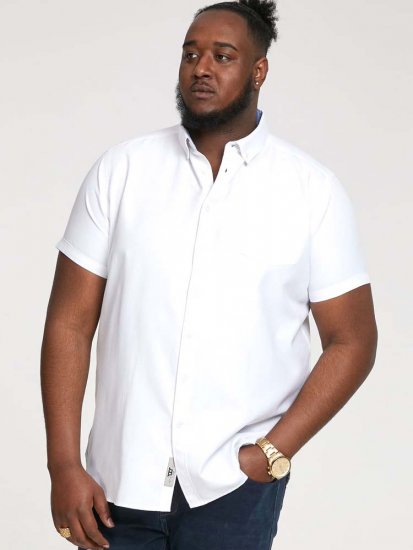 D555 James Short Sleeve Oxford Shirt White - Cămăși - Cămăși Bărbați Mărimi Mari