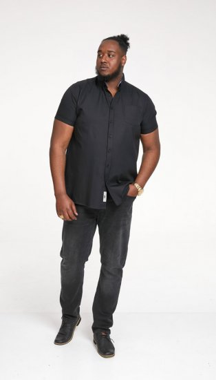 D555 James Short Sleeve Oxford Shirt Black - Cămăși - Cămăși Bărbați Mărimi Mari