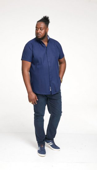 D555 James Short Sleeve Oxford Shirt Navy - Cămăși - Cămăși Bărbați Mărimi Mari