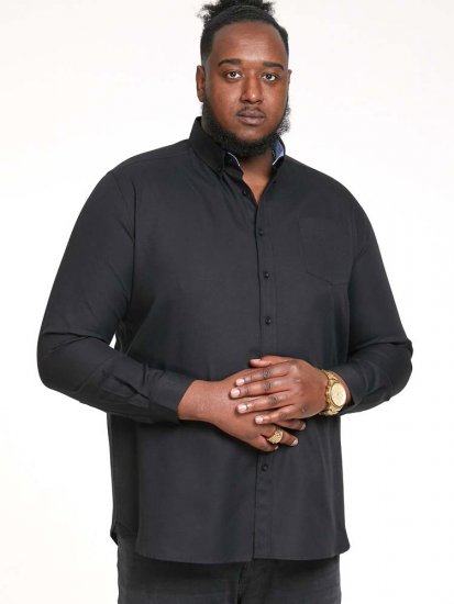 D555 Richard Long Sleeve Oxford Shirt Black - Cămăși - Cămăși Bărbați Mărimi Mari