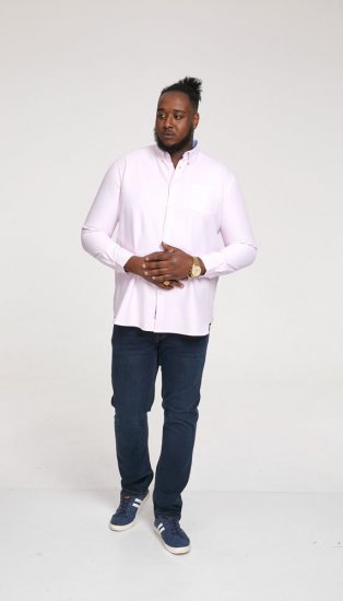 D555 Richard Long Sleeve Oxford Shirt Pink - Cămăși - Cămăși Bărbați Mărimi Mari