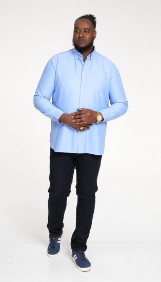 D555 Richard Long Sleeve Oxford Shirt Sky Blue - Cămăși - Cămăși Bărbați Mărimi Mari