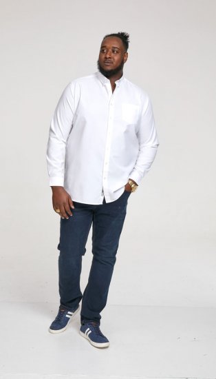 D555 Richard Long Sleeve Oxford Shirt White - Cămăși - Cămăși Bărbați Mărimi Mari