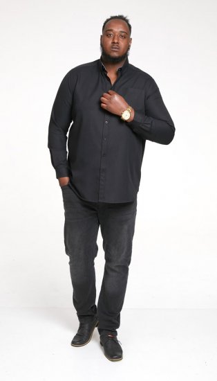 D555 Richard Long Sleeve Oxford Shirt Black - Cămăși - Cămăși Bărbați Mărimi Mari