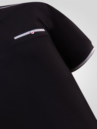D555 Potts Jersey Polo With Jacquard Collar & Cuffs Negru - Tricouri polo - Tricouri Polo Bărbați Mărimi Mari