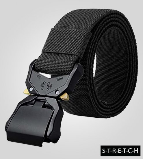 D555 Dale Tactical Stretch Webbing Belt with Heavy Duty Quick Release Buckle Black - Curele - Curele Bărbați Mărimi Mari