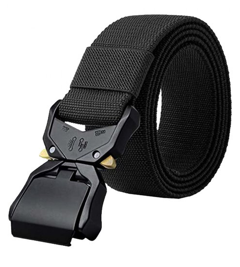 D555 Dale Tactical Stretch Webbing Belt with Heavy Duty Quick Release Buckle Black - Curele - Curele Bărbați Mărimi Mari