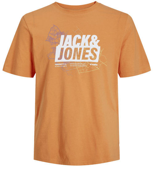 Jack & Jones JCOMAP LOGO T-Shirt Tangerine - Tricouri - Tricouri Bărbați Mărimi Mari
