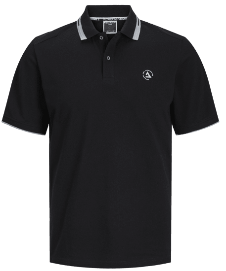 Jack & Jones JCOHASS LOGO Polo Black - Tricouri polo - Tricouri Polo Bărbați Mărimi Mari