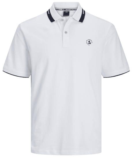 Jack & Jones JCOHASS LOGO Polo White - Tricouri polo - Tricouri Polo Bărbați Mărimi Mari