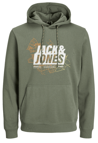 Jack & Jones JCOMAP LOGO SWEAT Hoodie Agave Green - Pulovere & hanorace - Pulovere & Hanorace Bărbați Mărimi Mari