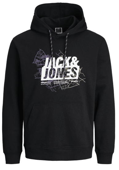 Jack & Jones JCOMAP LOGO SWEAT Hoodie Black - Pulovere & hanorace - Pulovere & Hanorace Bărbați Mărimi Mari
