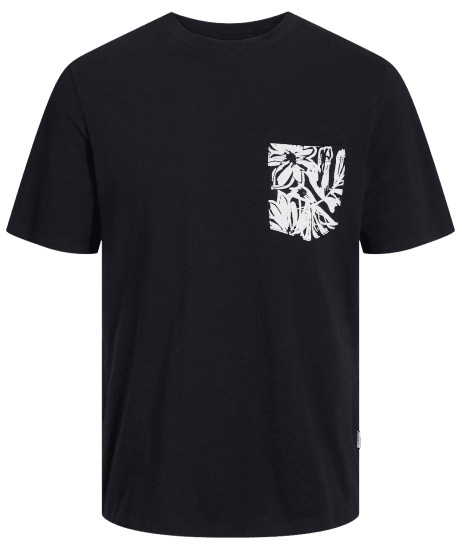 Jack & Jones JORLAFAYETTE POCKET T-Shirt Black - Tricouri - Tricouri Bărbați Mărimi Mari