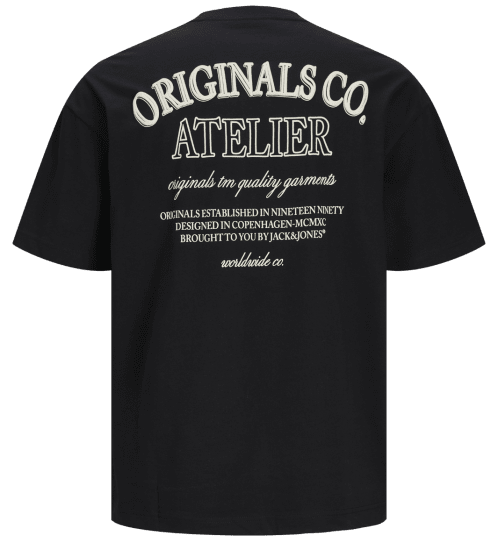 Jack & Jones JORSANTORINI BACK T-Shirt Black - Tricouri - Tricouri Bărbați Mărimi Mari