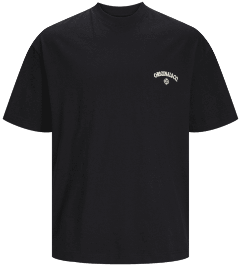 Jack & Jones JORSANTORINI BACK T-Shirt Black - Tricouri - Tricouri Bărbați Mărimi Mari
