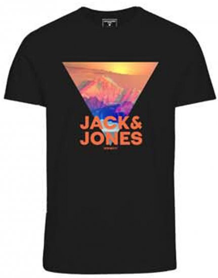 Jack & Jones JCOLOGO PRINT T-Shirt Black - Tricouri - Tricouri Bărbați Mărimi Mari