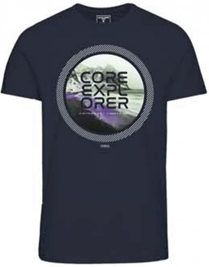 Jack & Jones JCOLOGO PRINT T-Shirt Navy Blazer - Tricouri - Tricouri Bărbați Mărimi Mari