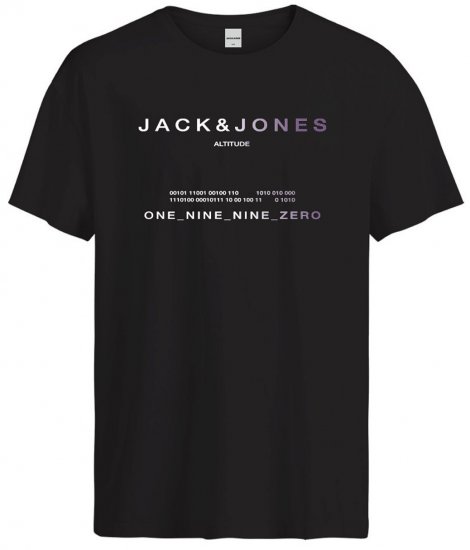 Jack & Jones JCORIOT T-Shirt Black - Tricouri - Tricouri Bărbați Mărimi Mari