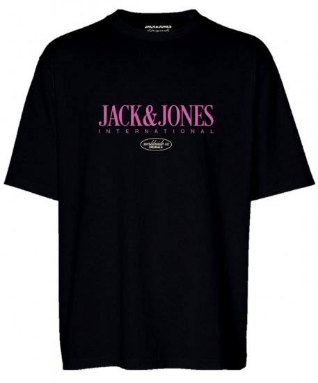 Jack & Jones JORLUCCA T-Shirt Black - Tricouri - Tricouri Bărbați Mărimi Mari