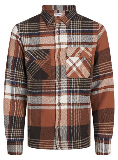 Jack & Jones Darren Flannel Overshirt maro - Cămăși - Cămăși Bărbați Mărimi Mari
