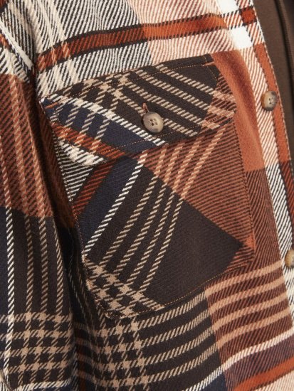 Jack & Jones Darren Flannel Overshirt maro - Cămăși - Cămăși Bărbați Mărimi Mari