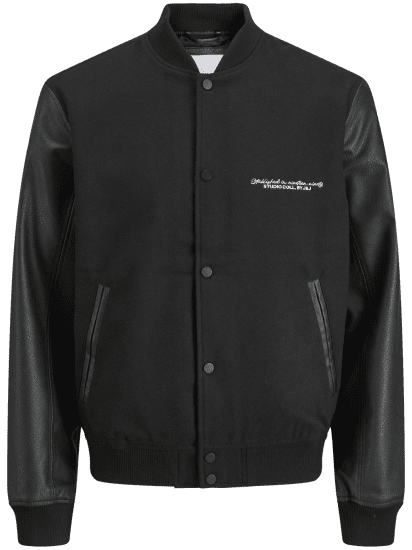 Jack & Jones Ross College Baseball Bomber Jacket Black - Geci - Geci Bărbați Mărimi Mari