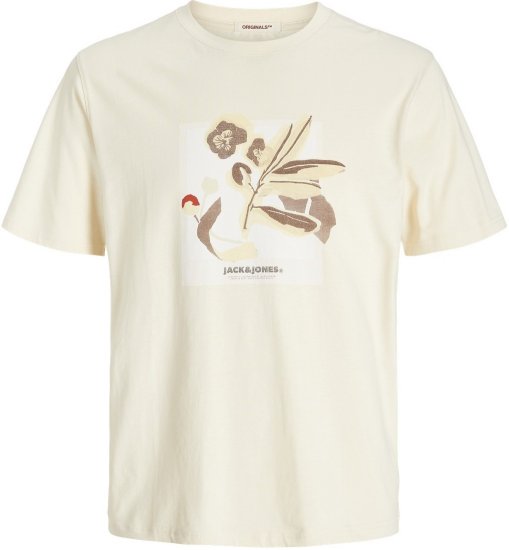 Jack & Jones Almeria Front Print Crew Neck T-Shirt Antique White - Tricouri - Tricouri Bărbați Mărimi Mari