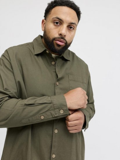 Jack & Jones Tristan Overshirt kaki - Cămăși - Cămăși Bărbați Mărimi Mari