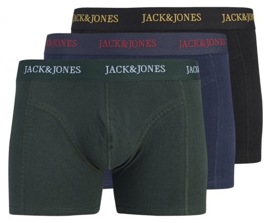 Jack & Jones Blaze Solid Boxeri set de 3 Negru/Albastru marin/Verde - Boxeri - Boxeri Bărbați Mărimi Mari