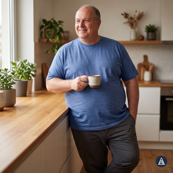 Adamo 129420 Tricou set 2 Albastru denim - Tricouri - Tricouri Bărbați Mărimi Mari