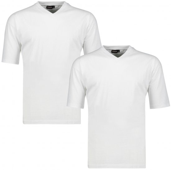 Adamo Maverick Comfort fit 2-pack V-neck T-shirt White - Tricouri - Tricouri Bărbați Mărimi Mari