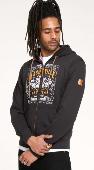 D555 KNEBWORTH Full Zip Hoody With Chest Print Black - Pulovere & hanorace - Pulovere & Hanorace Bărbați Mărimi Mari
