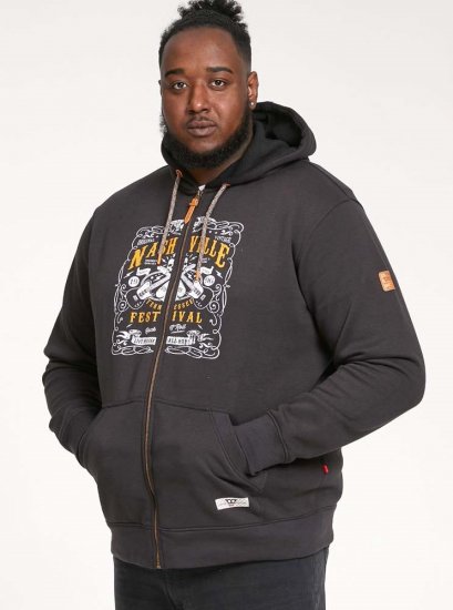 D555 KNEBWORTH Full Zip Hoody With Chest Print Black - Pulovere & hanorace - Pulovere & Hanorace Bărbați Mărimi Mari