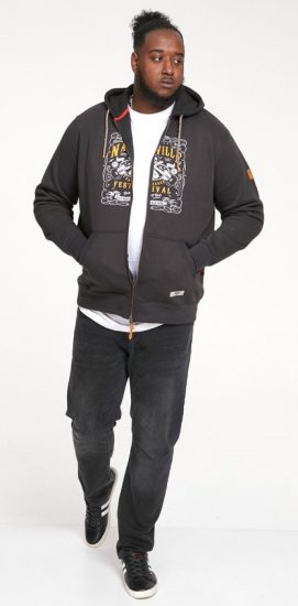 D555 KNEBWORTH Full Zip Hoody With Chest Print Black - Pulovere & hanorace - Pulovere & Hanorace Bărbați Mărimi Mari